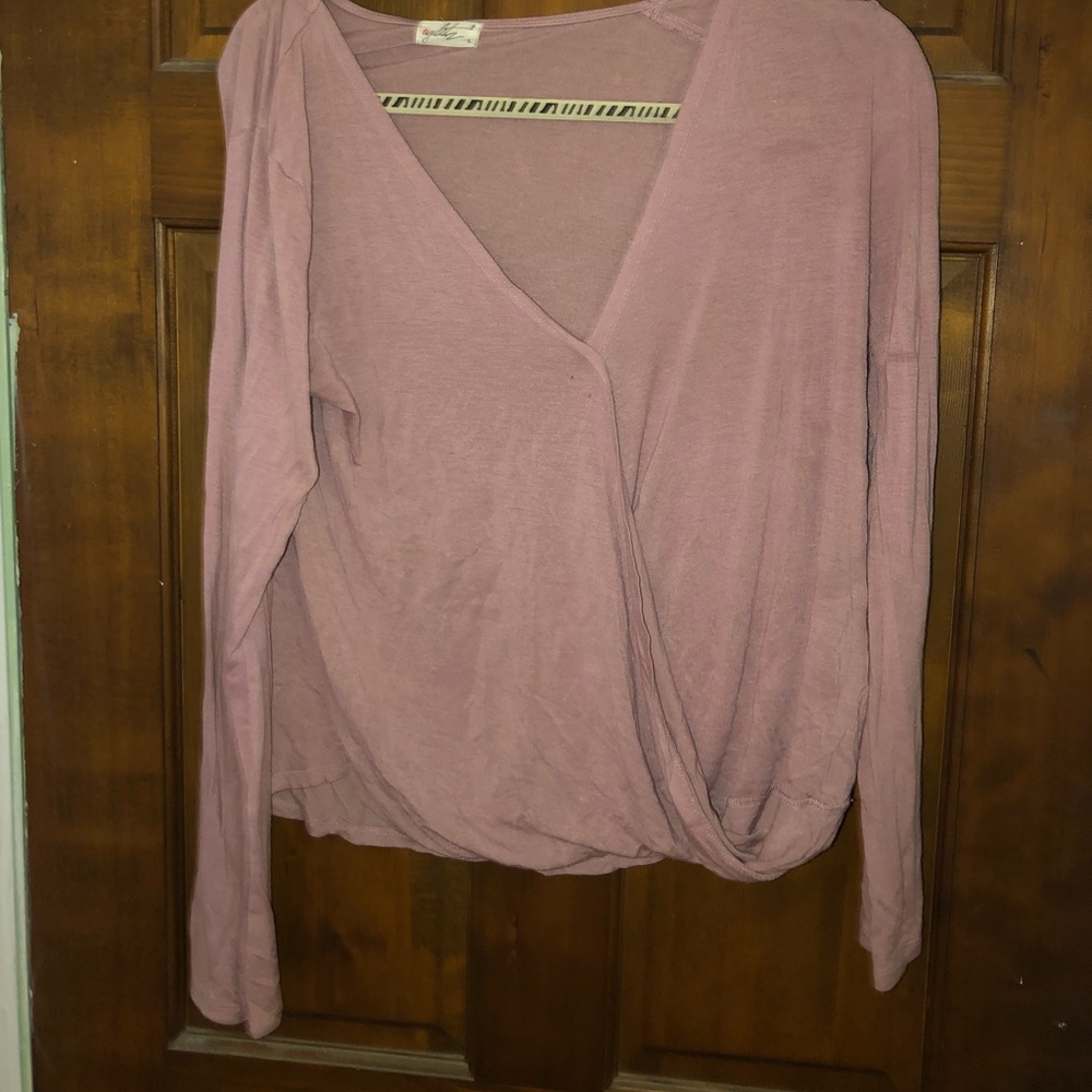 Pink long sleeve front cross shirt